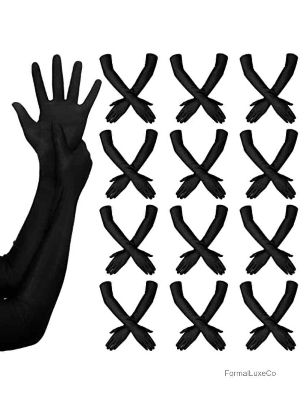 Long Satin Gloves Womens 1920s Opera Elbow Party Formal Stretchy 12 Pairs